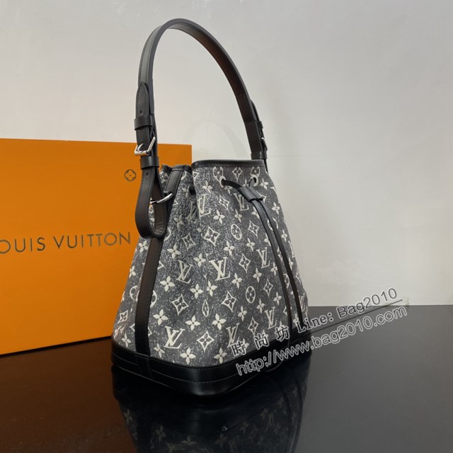Lv路易威登2023專櫃新款Petit Noé水桶包 LV提花丹寧布肩背女包 M21461 ydh5209